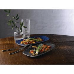 Churchill Studio Prints Agano Oblong Chefs Plates Blue 355x 189mm (6 Pack)
