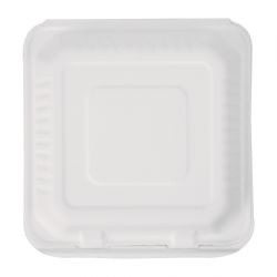 Fiesta Compostable Bagasse Hinged Food Containers (Pack of 200)