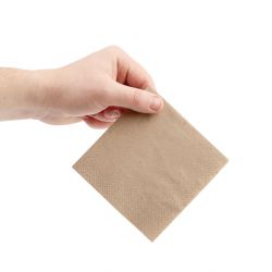 Fiesta Recyclable Recycled Cocktail Napkin Kraft 24x24cm 2ply 1/4 Fold (4000 Pack)
