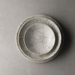 Studio Prints Kintsugi Agate Grey Coupe Plates 288mm (12 Pack)