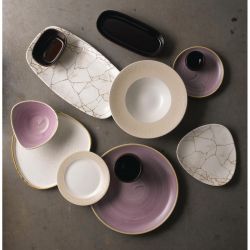 Churchill Studio Prints Kintsugi Agate Grey Chefs Oblong Plates 352 x 187mm (6 Pack)