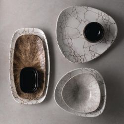 Churchill Studio Prints Kintsugi Agate Grey Lotus Bowls 228mm (12 pack)