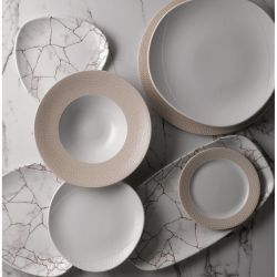Churchill Studio Prints Kintsugi Agate Grey Chefs Oblong Plates 352 x 187mm (6 Pack)