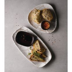 Churchill Studio Prints Kintsugi Agate Grey Chefs Oblong Plates 352 x 187mm (6 Pack)