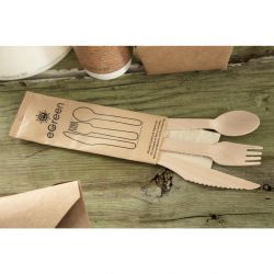 eGreen Individually Kraft Wrapped 4-in-1 Wooden Cutlery Set (250 pack)