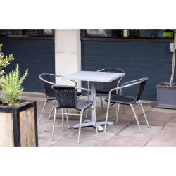 Bolero Aluminium and Black Wicker Chairs Black (4 pack)