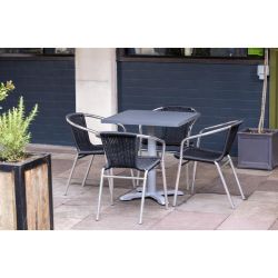 Bolero Aluminium and Black Wicker Chairs Black (4 pack)