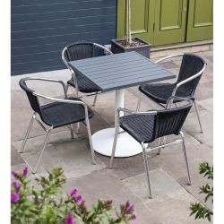 Bolero Aluminium and Black Wicker Chairs Black (4 pack)