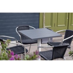 Bolero Aluminium and Black Wicker Chairs Black (4 pack)