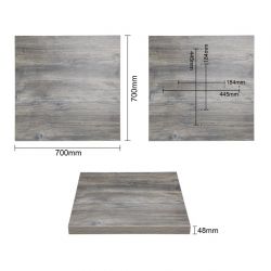 Bolero Pre-Drilled Square Melamine Table Top Ash Grey