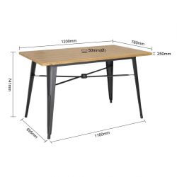 Bolero Complete Outdoor Aluminium Table Light Wood Effect Finish 1200x760mm