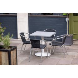 Bolero Aluminium and Black Wicker Chairs Black (4 pack)