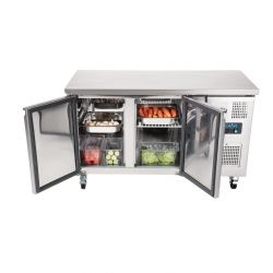 Polar U-Series Slimline Double Door Counter Fridge 228Ltr