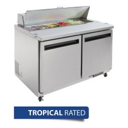 Polar U-Series Double Door Prep Counter Fridge 405Ltr