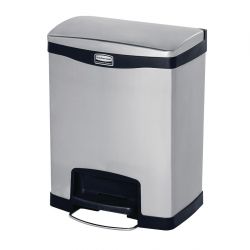 Rubbermaid Slim Jim Front Step-On Pedal Bin Stainless Steel 30Ltr