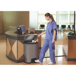 Rubbermaid Slim Jim Step-On Pedal Bin Stainless Steel 50Ltr