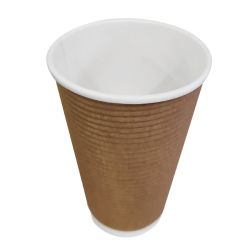 Fiesta Recyclable Coffee Cups Ripple Wall Kraft 455ml / 16oz (25 Pack)