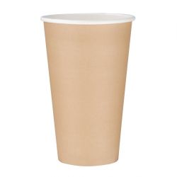 Fiesta Recyclable Single Wall Takeaway Coffee Cups Kraft 455ml / 16oz (50 Pack)