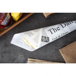 Greaseproof Paper Sheets Newspaper Print 270 x 420mm (500 pack)