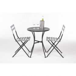Bolero Black Steel Patterned Round Bistro Table Black 600mm