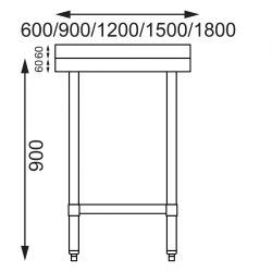 Vogue Stainless Steel Table with Upstand