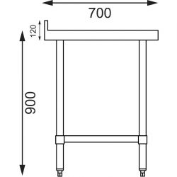 Vogue Stainless Steel Table with Upstand