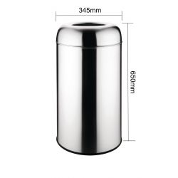 Bolero Bullet Bin with Open Top Lid Silver 40Ltr