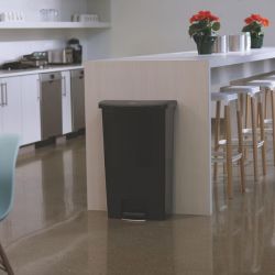 Rubbermaid Slim Jim Front Step-On Pedal Bin Black 68Ltr