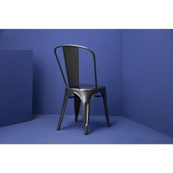 Bolero Bistro Steel Side Chairs Gun Metal Grey (4 pack)