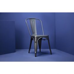 Bolero Bistro Steel Side Chairs Gun Metal Grey (4 pack)