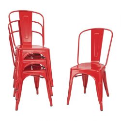 Bolero Bistro Steel Side Chair Red (4 pack)