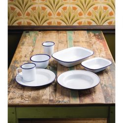 Olympia Enamel Pie Dishes Rectangular 180 x 135mm (6 Pack)