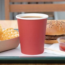 Fiesta Recyclable Single Wall Takeaway Coffee Cups Red 225ml / 8oz (1000 Pack)