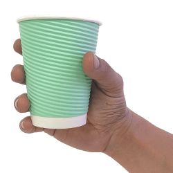 Fiesta Recyclable Coffee Cups Ripple Wall Turquoise 340ml / 12oz (500 Pack)