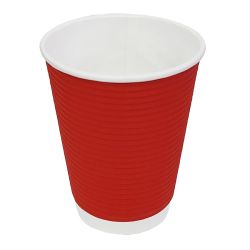 Fiesta Recyclable Coffee Cups Ripple Wall Red 340ml / 12oz (500 Pack)