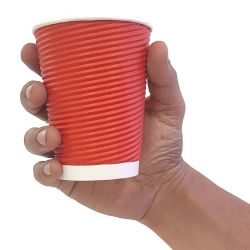 Fiesta Recyclable Coffee Cups Ripple Wall Red 340ml / 12oz (500 Pack)