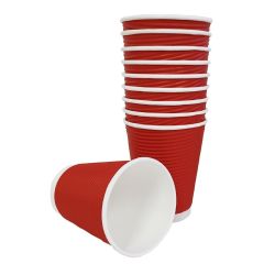 Fiesta Recyclable Coffee Cups Ripple Wall Red 340ml / 12oz (500 Pack)