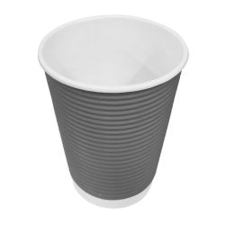 Fiesta Recyclable Coffee Cups Ripple Wall Charcoal 225ml / 8oz (500 Pack)