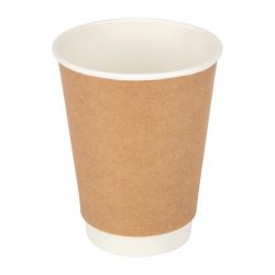 Fiesta Recyclable Coffee Cups Double Wall Kraft 340ml / 12oz (500 Pack)