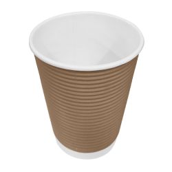 Fiesta Recyclable Coffee Cups Ripple Wall Kraft 225ml / 8oz (25 Pack)