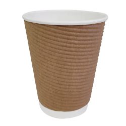 Fiesta Recyclable Coffee Cups Ripple Wall Kraft 340ml / 12oz (25 Pack)