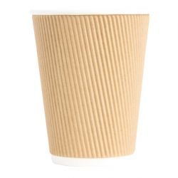 Fiesta Recyclable Coffee Cups Ripple Wall Kraft 340ml / 12oz (25 Pack)