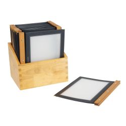 Securit Wood Spine American Style Menu Covers and Storage Box A4 Black (Pack of 20)