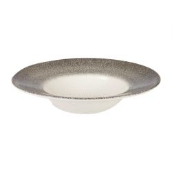 Churchill Studio Prints Raku Round Wide Rim Bowls White and Quartz Black 280mm (Pack of 12)
