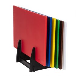 Hygiplas Low Density Chopping Board Set with Rack 450x300x10mm (6 Pack)