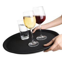 Olympia Kristallon Fibreglass Round Non-Slip Tray Black