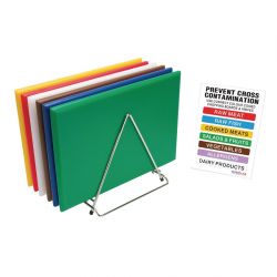 Hygiplas Thick High Density Chopping Board Set 455x305x24mm (6 Pack)