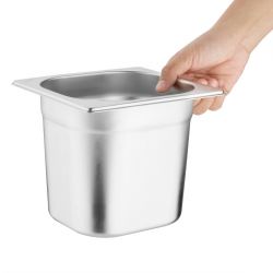 Vogue Stainless Steel Gastronorm Tray Set with Lids 1/6