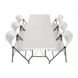 Special Offer Bolero PE Centre Folding Table 6ft with Six Folding Chairs