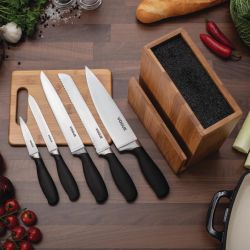 Vogue Prep Like A Pro 5-Piece Soft Grip Knife Set With Knife Block and Chopping Board